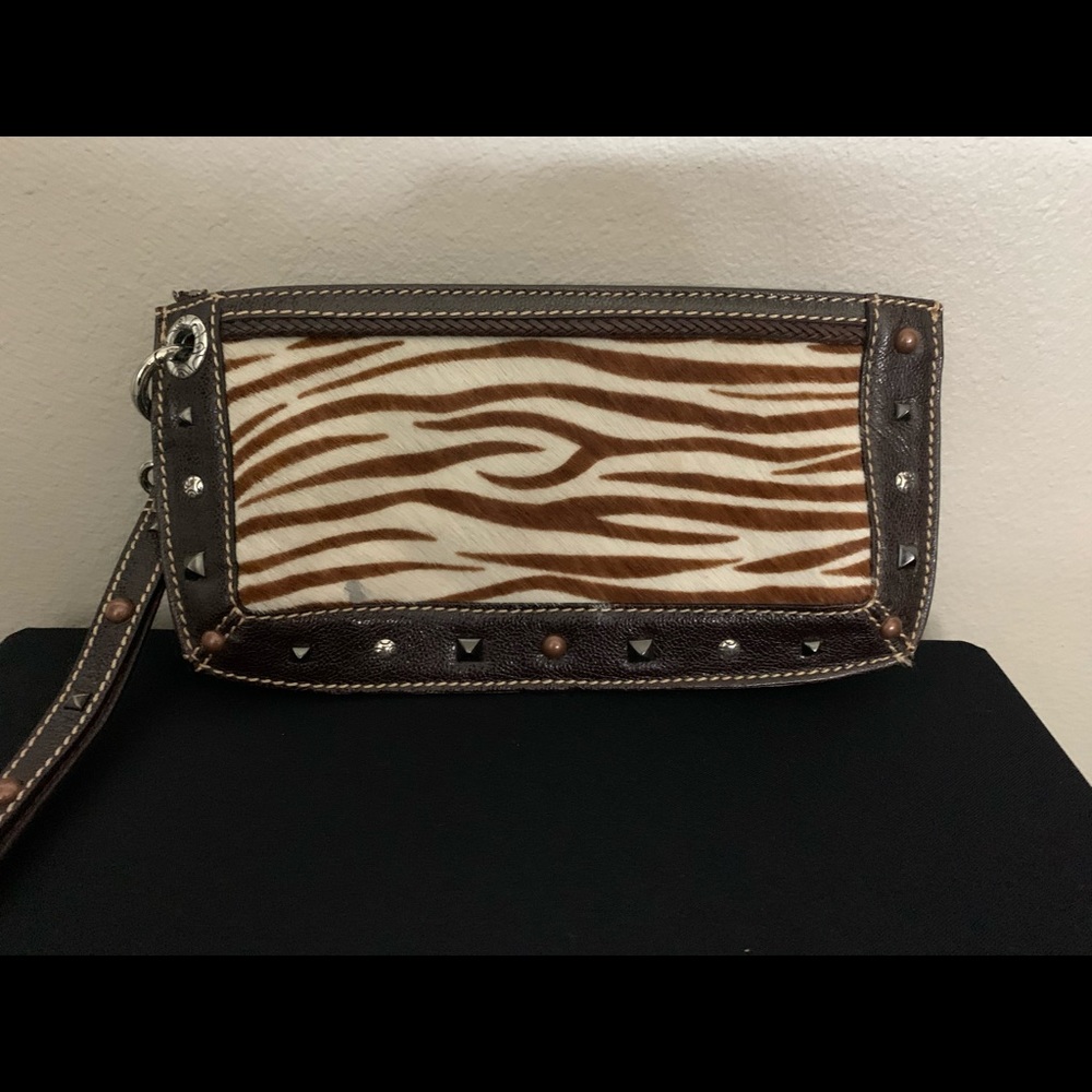 Brighton Brown Zebra Striped Clutch
